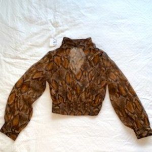 Zara Cropped Sheer Long Sleeve Top